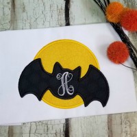 Bat Moon Halloween Machine Applique Design